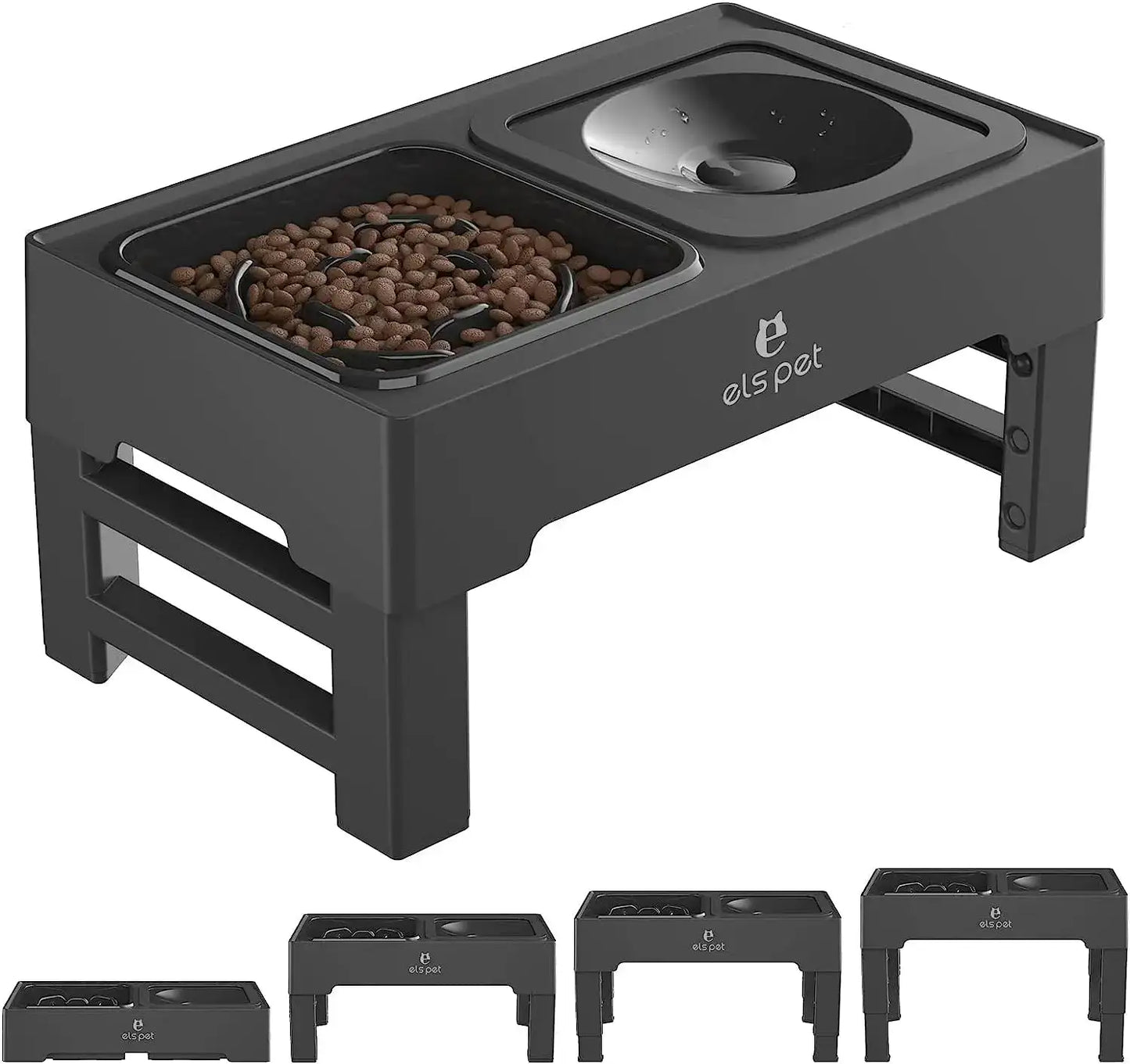 Height-Adjustable Pet Food and Water Bowl