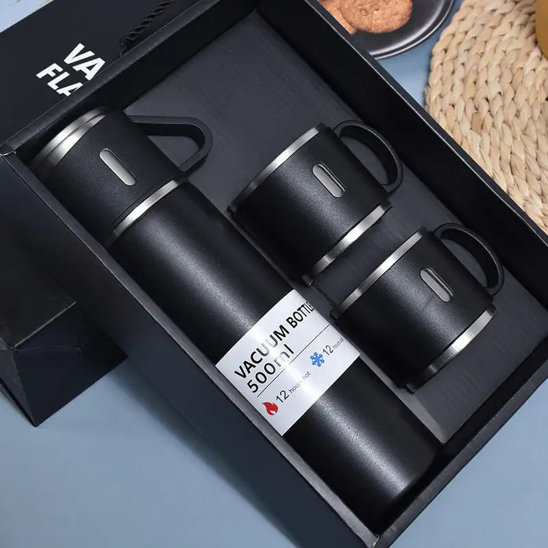 Stainless Steel Vacuum Flask Bottle Cup Set