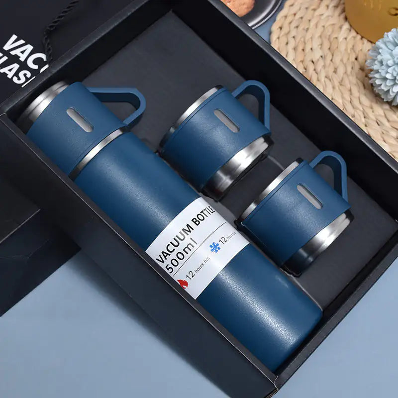 Stainless Steel Vacuum Flask Bottle Cup Set