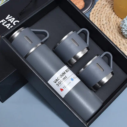 Stainless Steel Vacuum Flask Bottle Cup Set