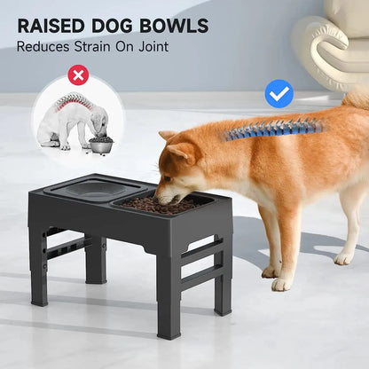 Height-Adjustable Pet Food and Water Bowl