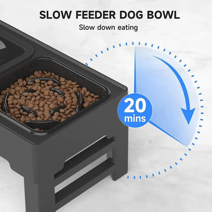 Height-Adjustable Pet Food and Water Bowl