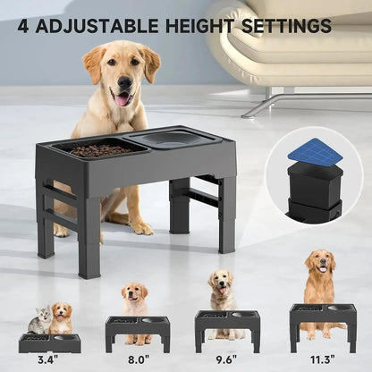 Height-Adjustable Pet Food and Water Bowl