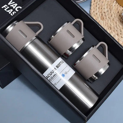 Stainless Steel Vacuum Flask Bottle Cup Set