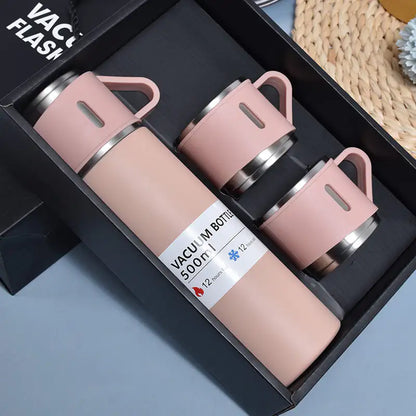 Stainless Steel Vacuum Flask Bottle Cup Set