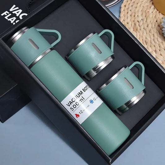 Stainless Steel Vacuum Flask Bottle Cup Set